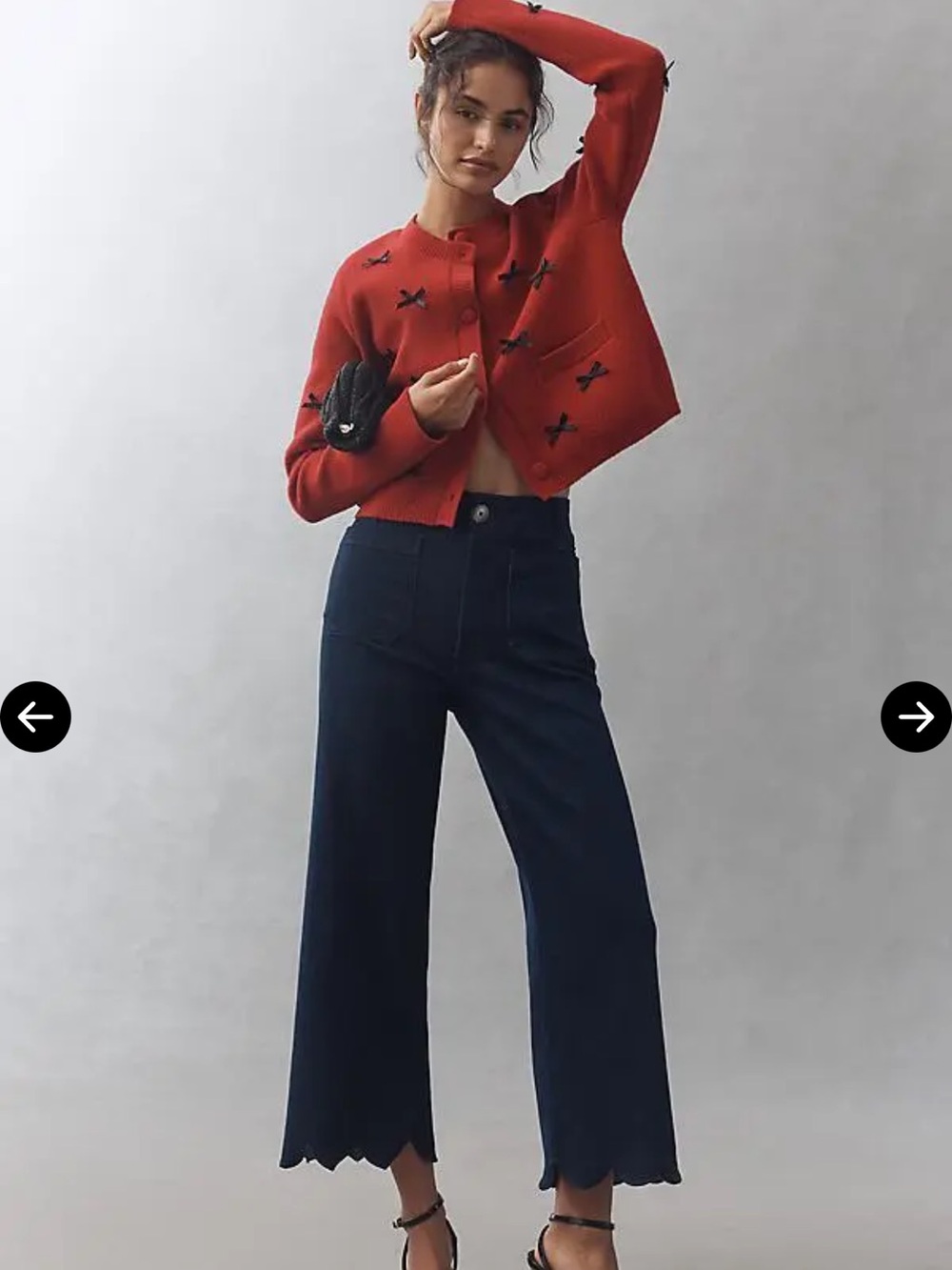 Maeve The Colette Navy Scalloped-Hem Wide Leg Cropped Jeans 👖